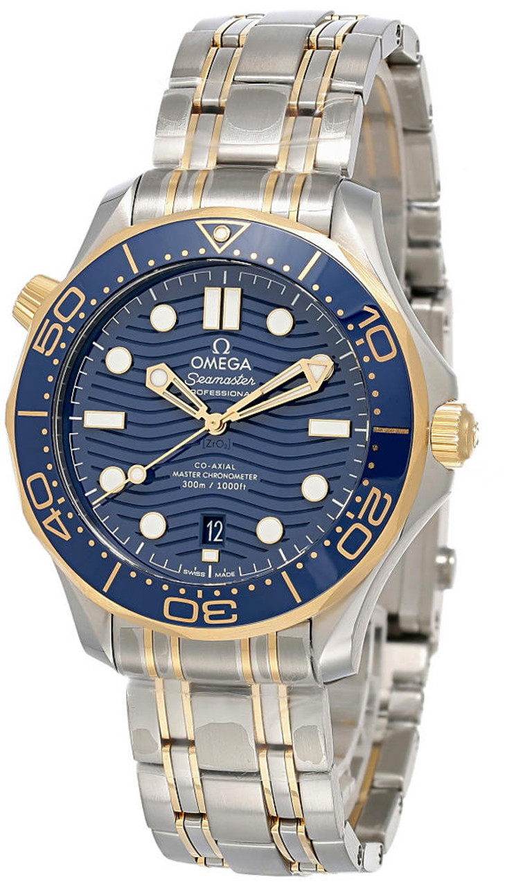 OMEGA Watches SEAMASTER BLUE DIAL 18K YELLOW GOLD 42MM MEN'S WATCH 21020422003001 - Click Image to Close
